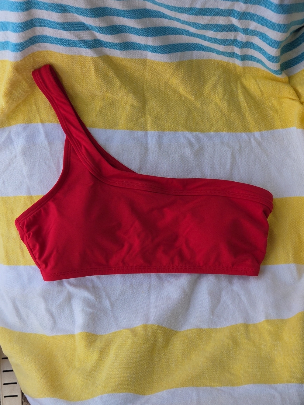 WHBM Red One Shoulder Bikini Top Small